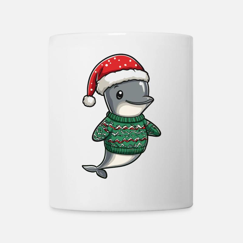 Delfin Weihnachten - Tasse - Weiß