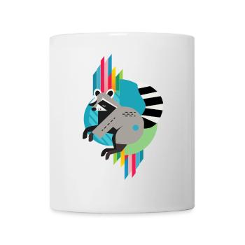 Waschbär – Modern und farbenfrohe Farbpalette - Tasse - Weiß - Vorne