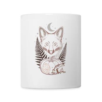 Fuchs mit Farn und Kürbis im Herbstwald - Tasse - Weiß - Vorne