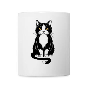 Image of a seated black cat - Mug - white - Front