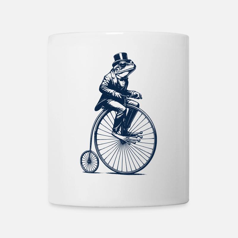 Frosch auf Hochrad - Tasse - Weiß