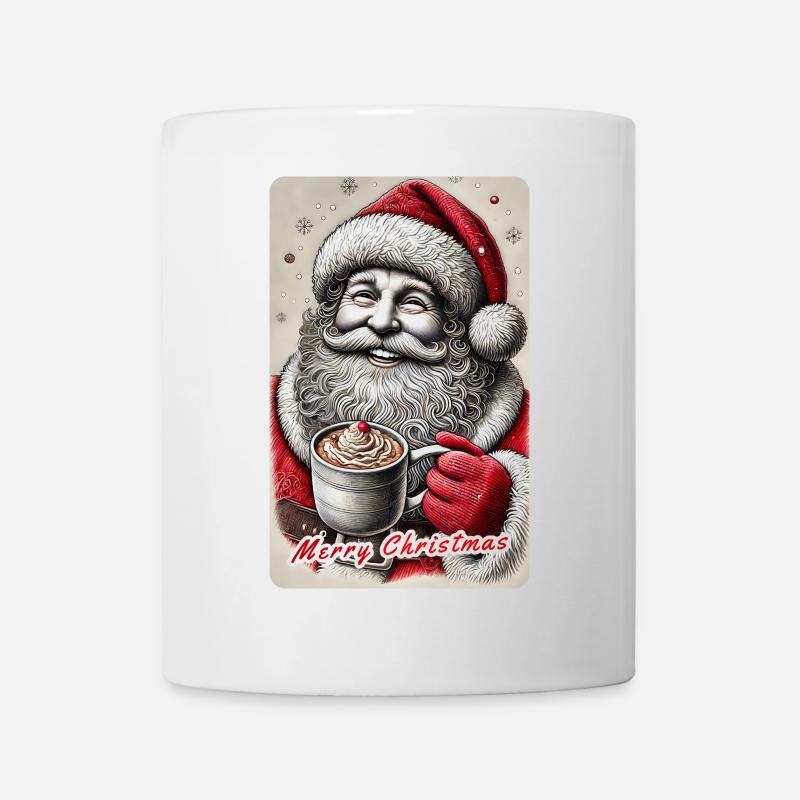 Merry Santa Claus with hot cocoa - Mug - white
