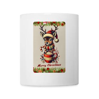 Weihnachtsreh mit heißer Schokolade - Tasse - Weiß - Vorne