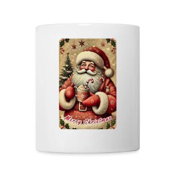 Gemütlicher Weihnachtsmann mit heißer Schokolade - Tasse - Weiß - Vorne