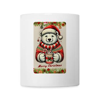 Weihnachtlicher Eisbär mit heißer Schokolade - Tasse - Weiß - Vorne
