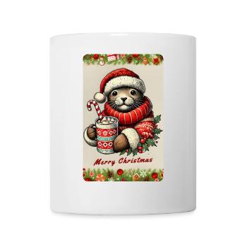 Christmas otter with hot chocolate - Mug - white - Front