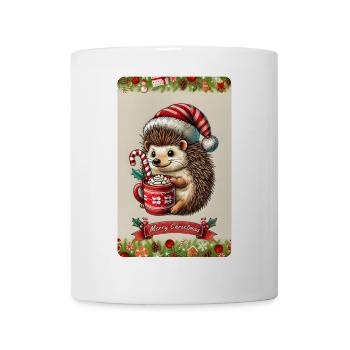 Weihnachtsigel mit heißer Schokolade - Tasse - Weiß - Vorne