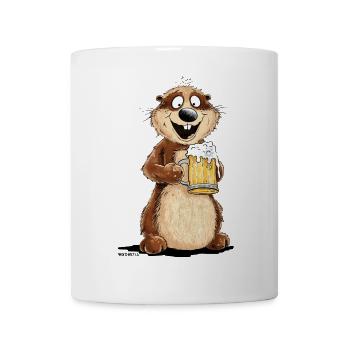 Marmotte buvant de la bière Jeu de mots - Mug blanc - blanc - Devant