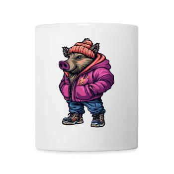 Sanglier Mode Cochon d’hiver - Mug blanc - blanc - Devant