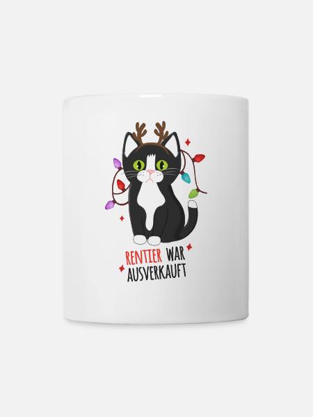Rentier war Ausverkauft Schwarze Katze Xmas - Tasse - Weiß