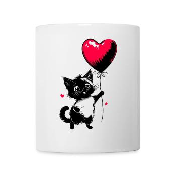 Katze mit Herz Luftballon - Heartful Creatures - Tasse - Weiß - Vorne