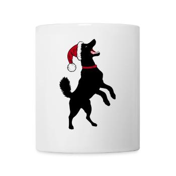 Hund mit Weihnachtsmütze – Lustiges Xmas Design - Tasse - Weiß - Vorne