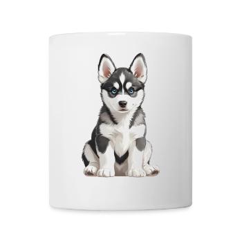 Illustration of young dark grey husky puppy - Mug - white - Front