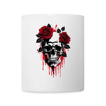 Skull mit Rosen Mystisch Romantisch - Tasse - Weiß - Vorne