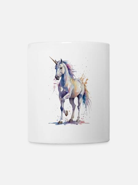 Ätherisches Einhorn - Aquarell - Tasse - Weiß