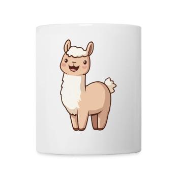 Mignon alpaga souriant heureux - Adorable dessin animé - Mug blanc - blanc - Devant