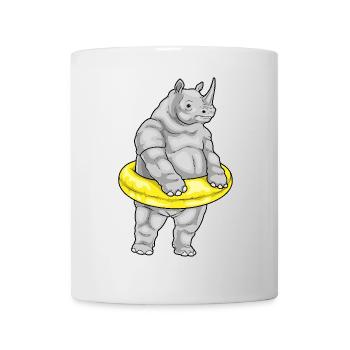 Nashorn Schwimmen Schwimmring Sommer - Tasse - Weiß - Vorne
