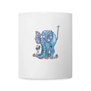 Whimsical Blue Elephant and Butterflies - Mug - white - Front