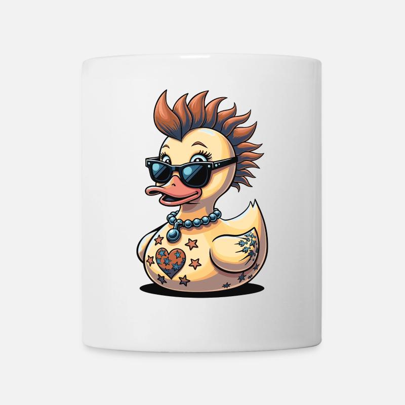 Freche Punk-Ente mit Herz - Tasse - Weiß