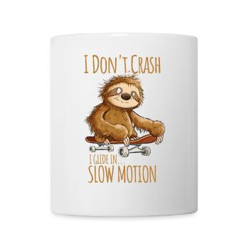 Sloth With Skateboard Saying I Don't Crash - Mug - white - Front