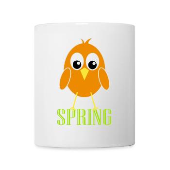 Playful spring bird with big eyes - Mug - white - Front