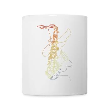 Saxophone Line Art Vintage - Mug blanc - blanc - Devant