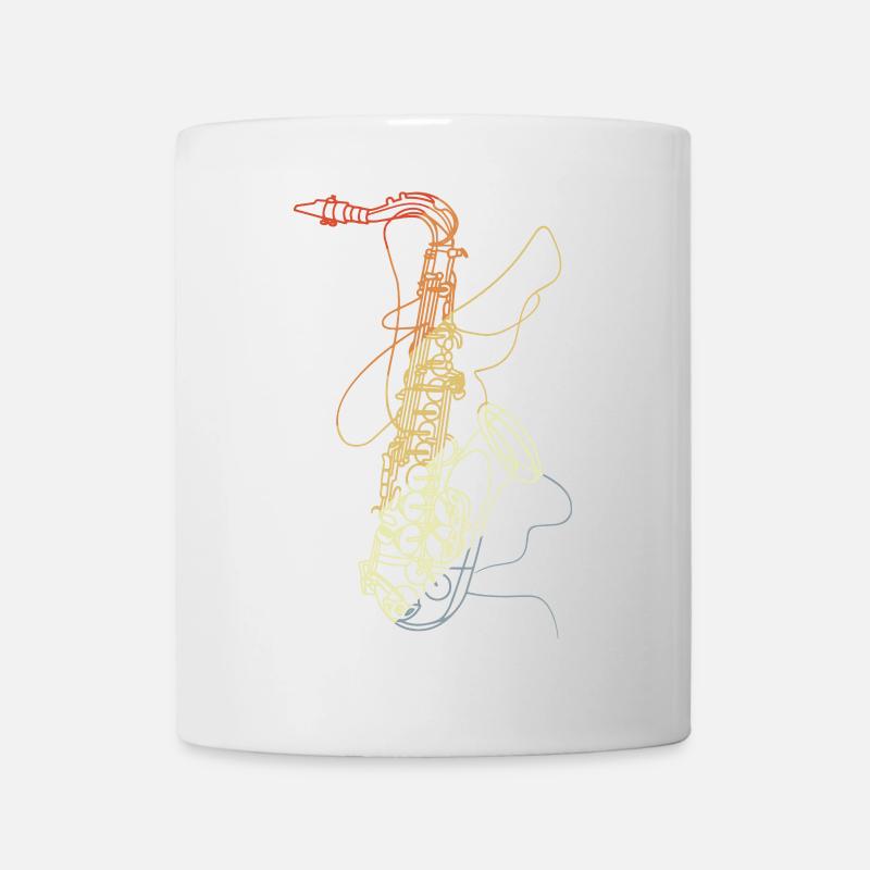 Saxophone Line Art Vintage - Mug - white