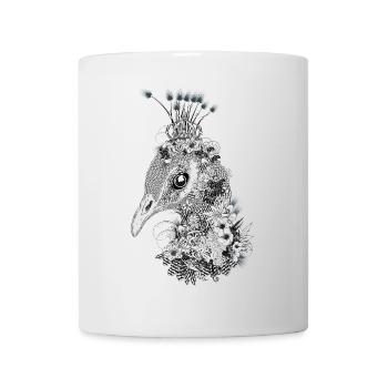 Majestic peacock with flower crown - Mug - white - Front