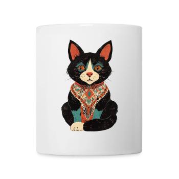 Bunte Katze mit böhmischem Bandana - Tasse - Weiß - Vorne