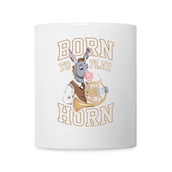 Esel mit Waldhorn - Born to play Horn - Tasse - Weiß - Vorne