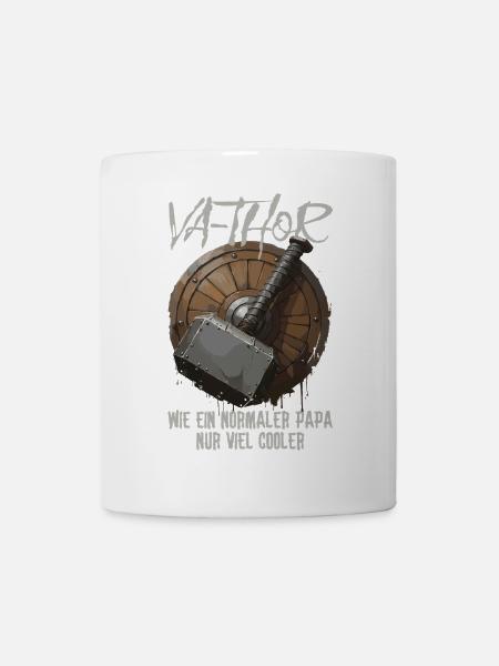 Viking Schild mit Hammer Design Va-Thor Vatertag - Tasse - Weiß