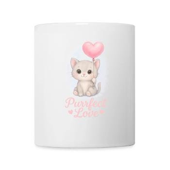 Purrfect Love – Cute Kitten with Heart Balloon - Mug - white - Front