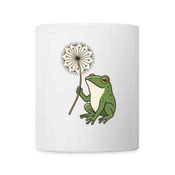 Frog with dandelion – nature meets peace - Mug - white - Front