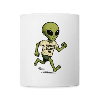 Alien Extraterrestre avec de l’humour - Les humains me font peur - Mug blanc - blanc - Devant