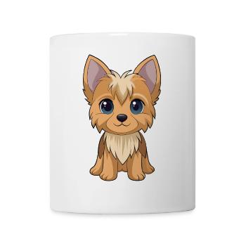 Adorable chiot Yorkshire aux grands yeux - Mug blanc - blanc - Devant