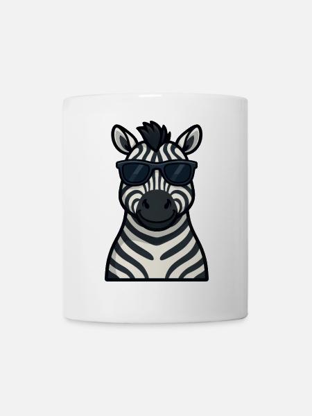 Cooles Zebra mit Sonnenbrille im Sommer zufrieden - Tasse - Weiß