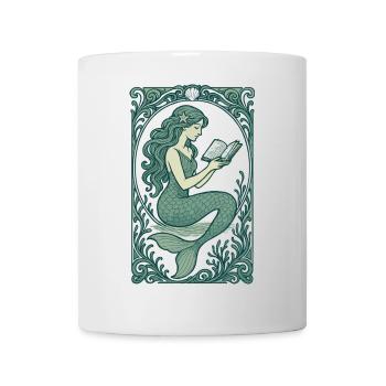 Meerjungfrau Nixe Lesen Buch Bücher Geschenk - Tasse - Weiß - Vorne