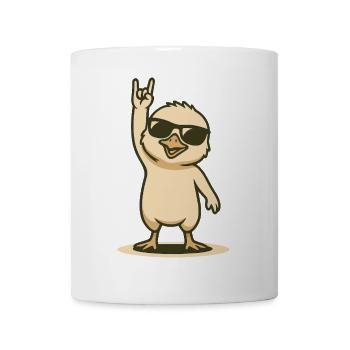 Poussin de mouette en métal avec lunettes de soleil - Mug blanc - blanc - Devant
