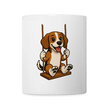 Süßer Beagle Hund Cartoon Schaukeln Spaß - Tasse - Weiß - Vorne