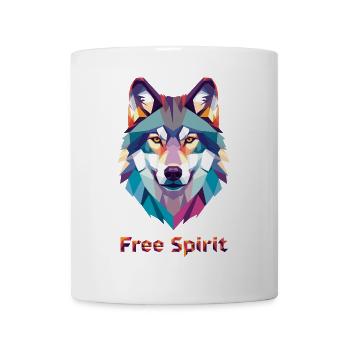 Geomorphic wolf with color explosion - Mug - white - Front
