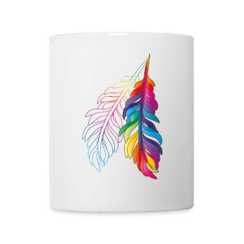 Rainbow feathers – colourful boho design - Mug - white - Front