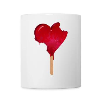 Rotes Herz Eis mit Biss - Tasse - Weiß - Vorne