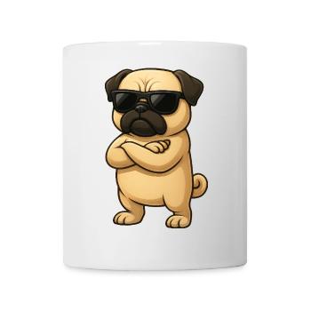 Cooler Mops Cartoon Gamer mit verschränkten Armen - Tasse - Weiß - Vorne