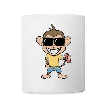 Holiday monkey with drink - Mug - white - Front