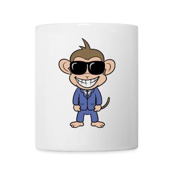 Business monkey with suit and sunglasses - Mug - white - Front