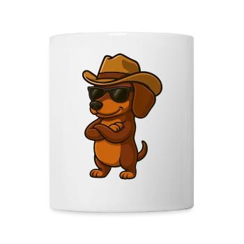 Cool dachshund with crossed arms Texas USA - Mug - white - Front