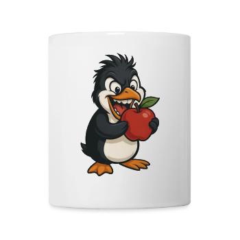 Cooler Pinguin Sommer Obst Apfel Gieriger Cartoon - Tasse - Weiß - Vorne