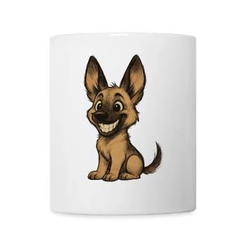 drôle Malinois chiot dessin animé mignon chien de berger - Mug blanc - blanc - Devant