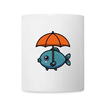 Eau Lac Mer Poisson Parapluie Pluie - Mug blanc - blanc - Devant