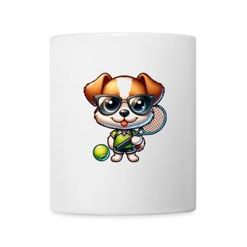 Lustiger Hund Tennis Spieler Racket Ball - Tasse - Weiß - Vorne